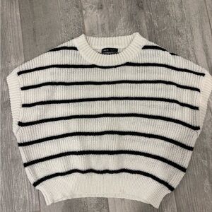 Black and White Striped Sweater Vest